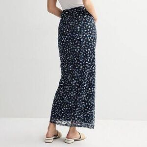 Kohl's Black and White Floral Maxi Skirt